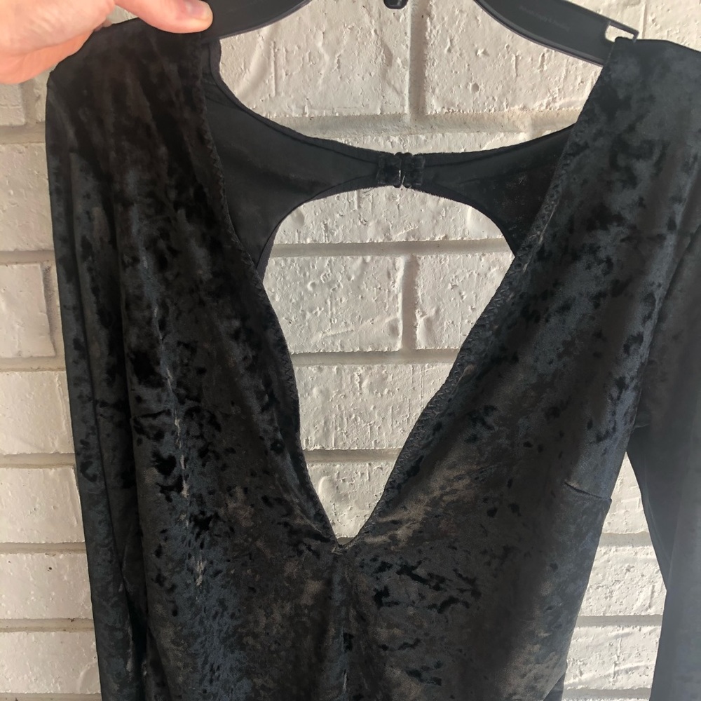 Victoria secret velvet deep v bodysuit.